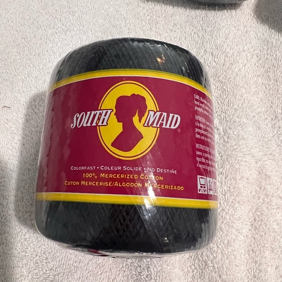 South Maid Cotton Mercerized Color 12 Black 350 Yarn Crochet Lot Of 4. - Picture 3 of 6